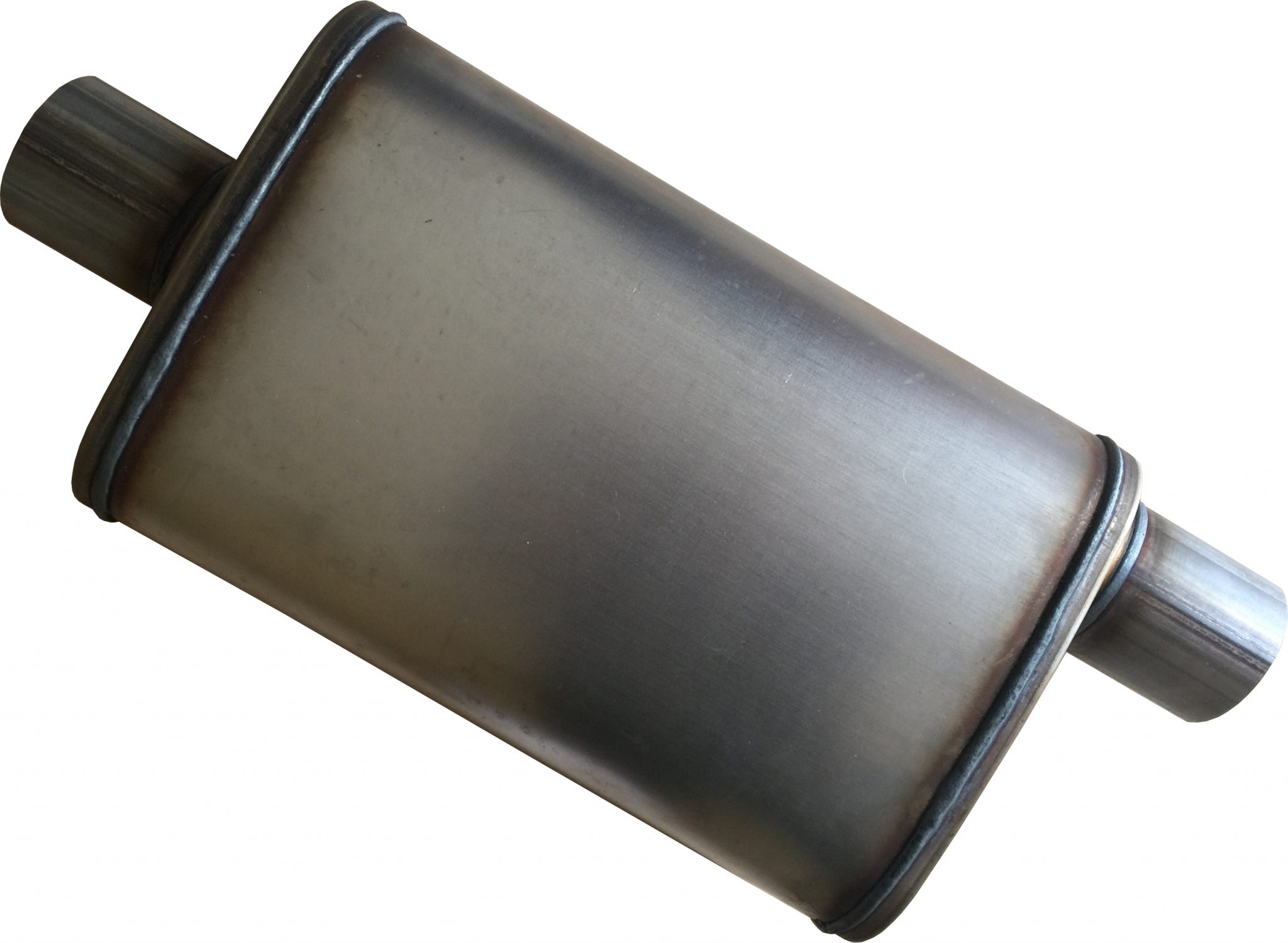 Stainless Steel Muffler 7½” Round x 14″ Long x 2″ Inlet